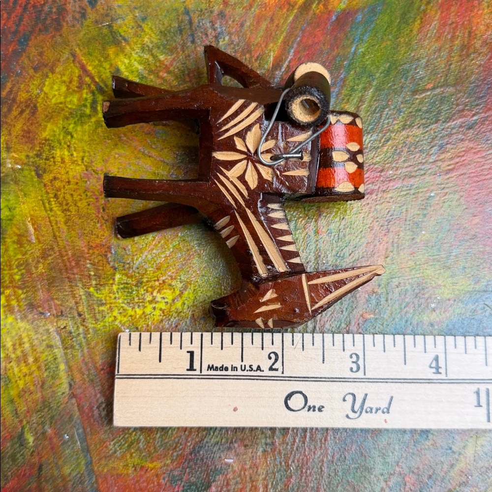 Handcrafted Wooden Donkey with Barrels Fork Art Figurine Vintage Decor Small - Picture 5 of 10